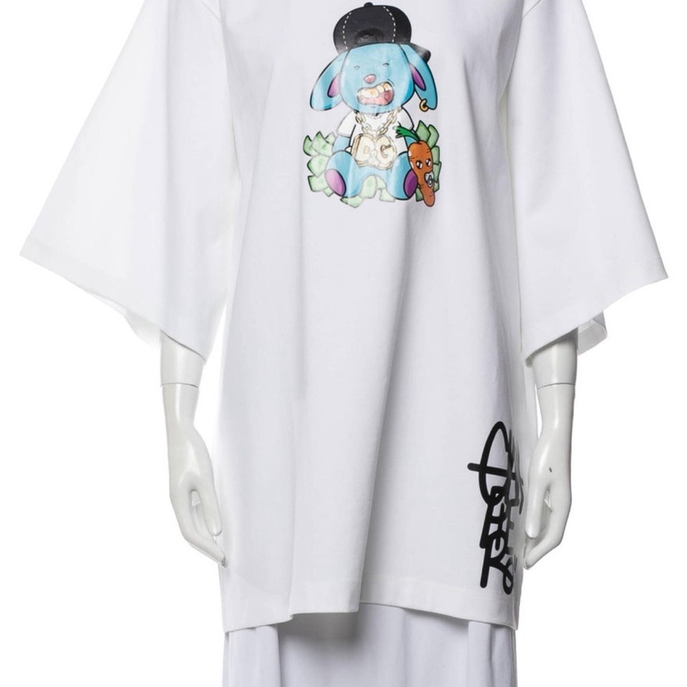 Dolce & Gabbana White Graphic Oversized T-Shirt